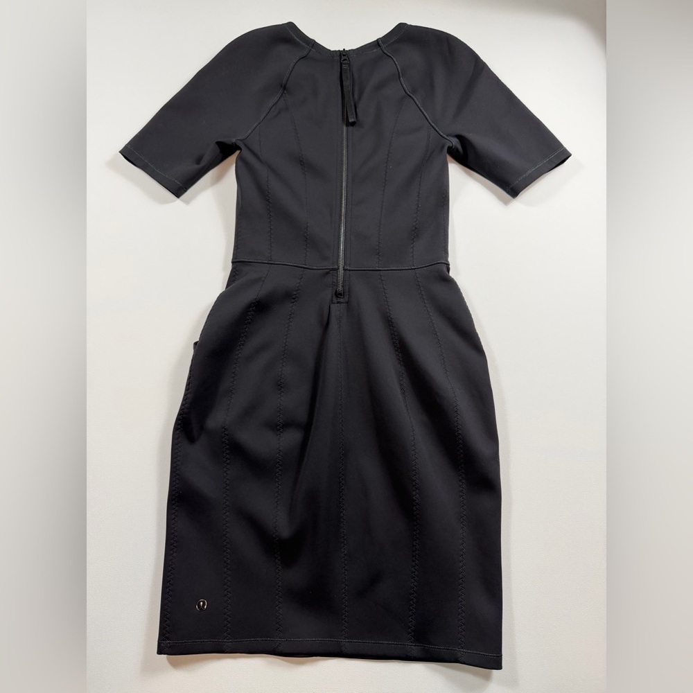lululemon Black Structured Scuba Neoprene Dress Back Zip Pockets Size 2-4 (est) - Picture 3 of 9